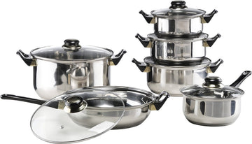 RVS pannenset / RVS pannen met deksels 12-delig - pannen - Koken - Keukengerei kookset