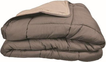 Bedrukt Dekbed Hoesloos Wasbaar Zonder Overtrek Eenpersoons - Taupe & Linnen 140x200cm - Taupe bruin - Creme beige