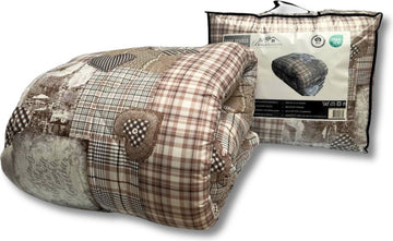 Bedrukt Dekbed Geruit Beige Taupe 240 x 220 cm - Hoesloos/Wasbaar/Zonder Overtrek
