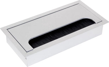 Eleganca kabeldoorvoer – Kabel Organiser – Kabelgoot Bureau – Rechthoekig – Borstelafsluiting - 16 x 8 cm - Aluminium - Zilver