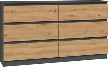 Ladekast 6 Lades -Antraciet eiken dressoir