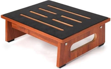 Een houten opstapkruk voor volwassenen en senioren, met antislip rubberen pad, voor binnen en buiten, 250 kg, draagbare houten opstahulp voor badkamer, keuken, nachtkastje en meer (walnoot)