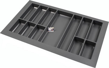 Kunststof Bestekbak Classic Serie Antraciet, Breedte 88-80 cm - Diepte 54-47 - Breedte en diepte op maat te maken - Besteklade, Bestekhouder, Bestekbakken op maat