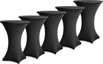 5x Luxe Statafelrok - ∅80-85x110 cm - Extra Dik & Sterk - Stretch Statafelhoes - Statafel Partytafel Tafelrok - Carnaval - Zwart - Tafelhoezen voor Statafel - Sta Tafel Hoes - Staantafelhoes