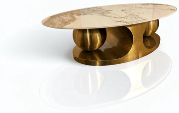 Salontafel Dubai - RVS Goudkleurige onderstel - Keramische Blad -