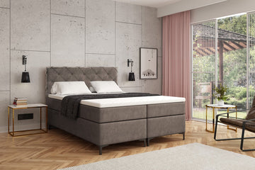 Meuba Home - Oslo Boxspring - Grijs - 140x200 - Microfiber - Met topper