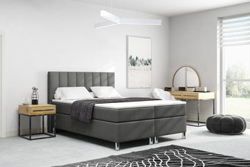 Meuba Home - Julio Boxspring - Antraciet - 140x200 - Binnen vering box - Met topper