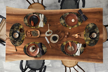 Placemats ovaal - Onderleggers - Ovale placemats - Goud - Zwart - Abstract - 6 stuks