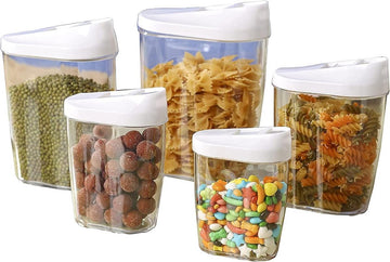 Afsluitbare stapelbare voorraaddozen - Transparante acrylkunststof - 5 stuks - 1440 ml, 960 ml, 720 ml, 480 ml, 300 ml strooibus hagelslag