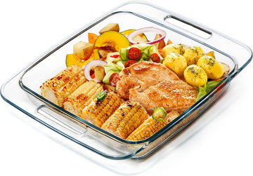 Glazen ovenschotel voor oven, ovenschaal groot, glazen ovenschaal lasagne, rechthoekige ovenschaal, lasagne, glazen vorm, braadpan, langwerpige ovenschaal (3,0 liter)