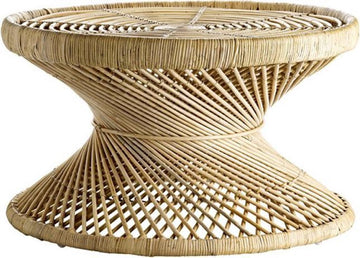 Tafels - salontafel rotan rond - 70x40 cm - natuurlijk rotan - ronde tafel - gemonteerd geleverd