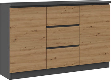 Ladekast - Commode - Dressoir - 120 cm-Antraciet Eiken