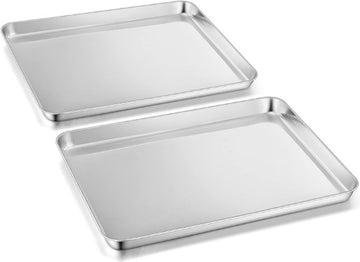 Bakplaat set van 2 - Roestvrij Staal - Overbakplaat - Grote Ovenplaat - 2stuks van 40x30x2.5cm - Vaatwasserbestendig