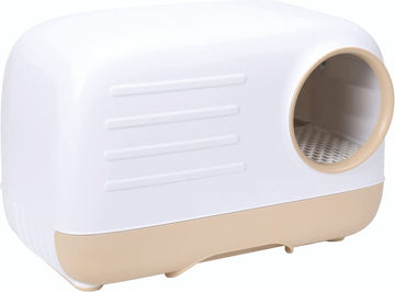 XL kattenbak Retro design met lade, schep en opbergruimte - grote kattenbak - Kaki