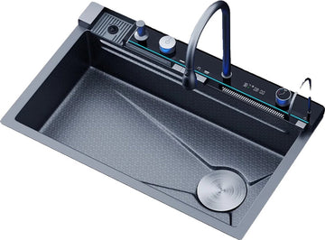 Multifunctionele Gootsteen - Keuken wasbak- Multifunctionele wasbak - Waterval kraan - Inclusief accessoires - 75x45cm