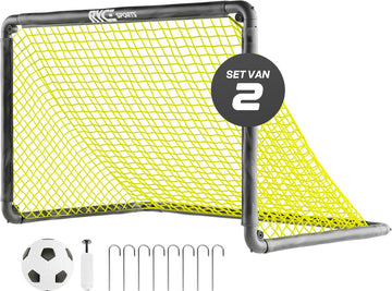 Ryce® Sports Voetbaldoeltjes - Set van 2 - 120 x 75 x 75 - Voetbal trainingsmateriaal - Training - Accessoires - Voetbal spullen - Artikelen - Kinderen - Inclusief voetbal & Balpomp