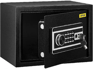 Elektronische kluis - Met Vingerafdruk - Brandwerende kluis - 22L - Met Elektronisch Cilinder Slot - Kluis met Cijferslot - Inclusief 2 Sleutels Voor Noodgevallen - Stevige Constructie - 35x25x25cm - Zwart