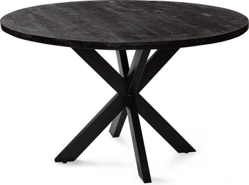 Zita Home ronde eettafel 120cm - zwart - met een dik blad matrix poot - 4cm dik blad