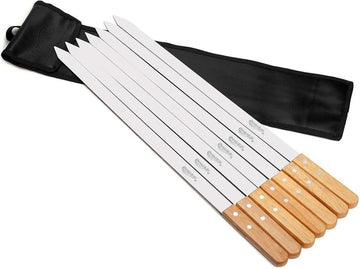 Adana spiesen kabobs shish kebab - grillen metalen roestvrijstalen BBQ spiesen - kebab spiesen breed set zak (60cm lang 25cm breed)