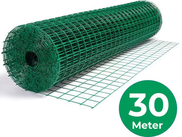 Tuingaas - Groen - 1 x 30 Meter - Maaswijdte 6 x 6 cm - Draaddikte 2,5 mm - Gaas - Omheining - Hek - Tuinaanleg