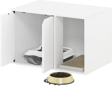 Kattenbak Kast - Kattenhuis - Kattenmand - Halmeubel – Dierenhuis - Nachtkastje - Kattenkast - Dressoir – Kattenhok - Bijzetkastje - Krabpaal - Katten Mand - 60 x 39,6 x 40 cm - Wit