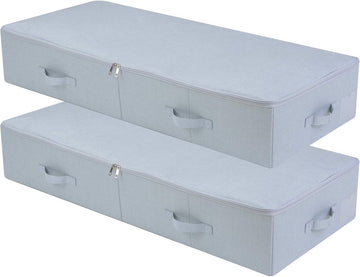 Handige Opvouwbare Opbergcontainers voor Onder Bed of Kledingkast, Lichtgrijs, Set van 2