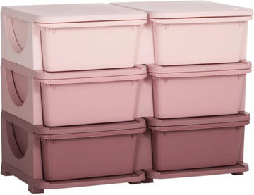 Opbergboxen - Ladekast met opbergdoos - Speelgoed organizer - Speelgoedkast - Roze - 75L x 37B x 56,5H cm