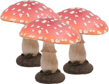 3x stuks decoratie beeldje van een paddestoel polyresin 15 cm - Herfst decoratie beeldjes voor binnen/buiten