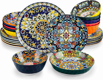 Serviesset - Serviessets - Serviesset 12 persoons - Boheems Patroon - Porselein - 48-Delig Servies - Dinerbord - Dessertbord - Kom - Soepkom