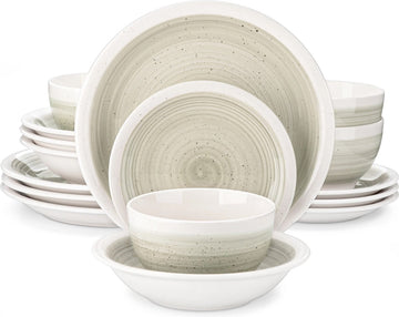 Serviesset - Serviessets - Serviesset 8 persoons - Lichtgrijs Met Witte Rand - Porselein - 32-Delig Servies - Dinerbord - Dessertbord - Kom - Soepkom