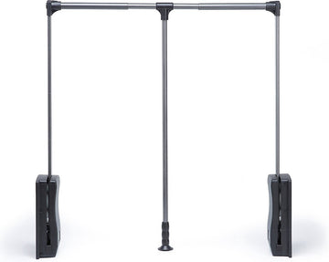 Milano Luxurious Kledinglift Kledingroede - 83 tot 115cm Breed - Kledingstang extra stevig - verstelbare garderobelift - Zwart / Chroom - Draaggewicht tot 15kg