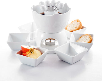 Kaasfondue Set – Chocoladefondue - Chocolade Fondue - Pan - Keramisch - 500Ml - Wit