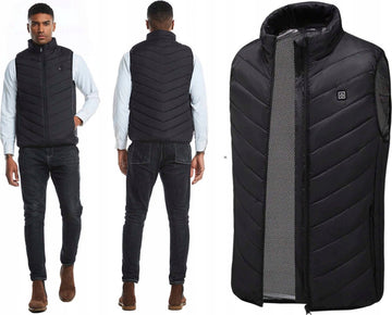 MOZY - Elektrische Bodywarmer - Zwart - Maat L - tot 45 °C - Wasmachine Bestendig - 3 Niveaus - Zonder Powerbank - Verwarmde Bodywarmer - Unisex - Dames en Heren - Verwarmd Vest - Thermo Vest