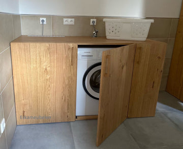 Wasmachine ombouw - Wasmachine kast - Eikenhout - Met deuren