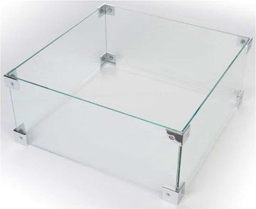 Happy Cocooning glazen ombouw voor vuurtafel vierkant of rechthoek 56x56x26 cm