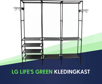 LG Life's Green Opvouwbare Kleerkast – 160x36x170CM – Kledingrek met 8 Legplanken en Ophangstang – Met 4 ophanghaken – Stoffen Kledingkast – Wit