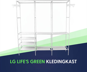 LG Life's Green Opvouwbare Kleerkast – 160x36x170CM – Kledingrek met 8 Legplanken en Ophangstang – Met 4 ophanghaken – Stoffen Kledingkast – Zwart