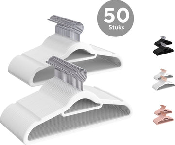 Life's Green® Velvet Hanger - Fluwelen Kleerhangers - 50 Stuks - Kledinghangers - Anti-slip - Velvet - Wit