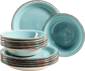 Bordenset, 6 Personen, 12-Delig, Turquoise