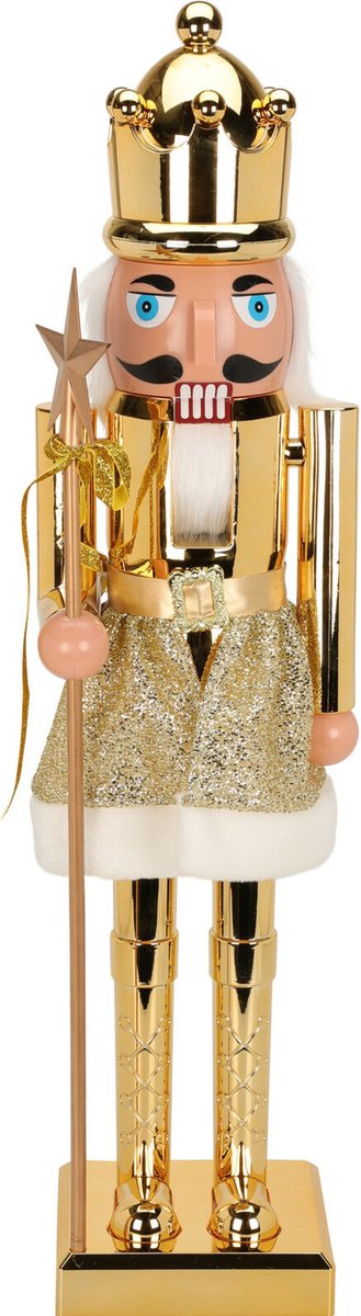 Notenkraker decoratie figuur/beeld - 80 cm - goud - kunststof - kerst