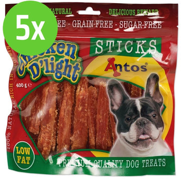 Antos Chicken D'Light Sticks Kip - hondensnack - 400 gram - 5 Zakken