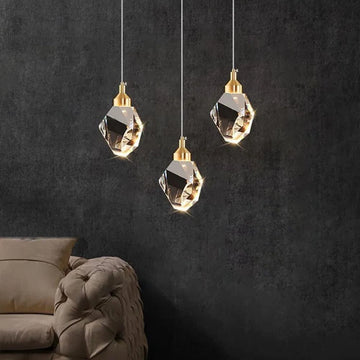 Wandlamp - Moderne Kristallen Hanglamp, 3-kleuren LED Kristallen Hanglamp, Voor Keuken Slaapkamer Woonkamer Eetkamer Verlichting (Goud)