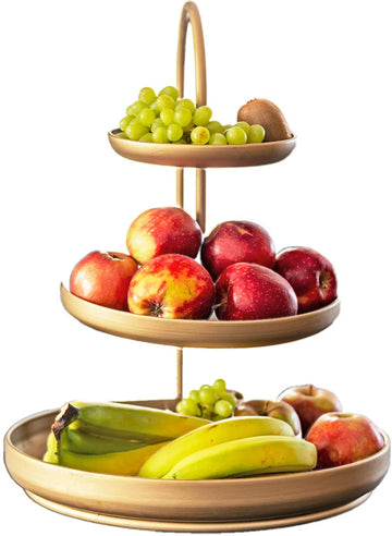 Etagère XL – 3 laags – 40 x 41 x 55 cm – Serveertoren – Serveerset – Fruitschaal – Goud – Metaal