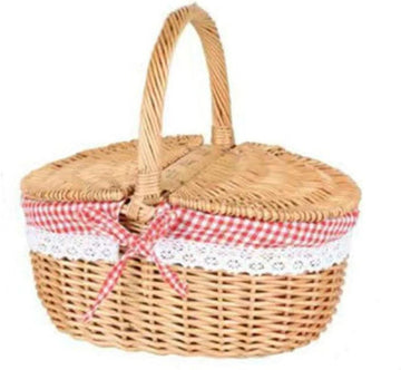 Wicker Picknickmand voor kinderen met de hand geweven rieten voor paaseieren opslag snoep cadeau voor bruiloft - Roodkapje mand picnic basket