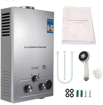 Propaan Geiser - LPG/Butaan Geiser - 18L - Regelbare Tempratuur & Gastoevoer -Ideaal Voor Camper - Caravan - Boot - Camping - Snel Heet Water - Inclusief Douche