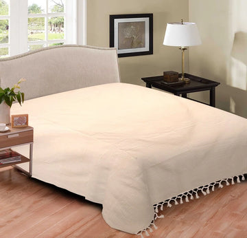 Dunne tweepersoons sprei - Dunne sprei - zomer laken - 230x210 - Duurzaam katoen/polyester - Creme kleur/off white - wit