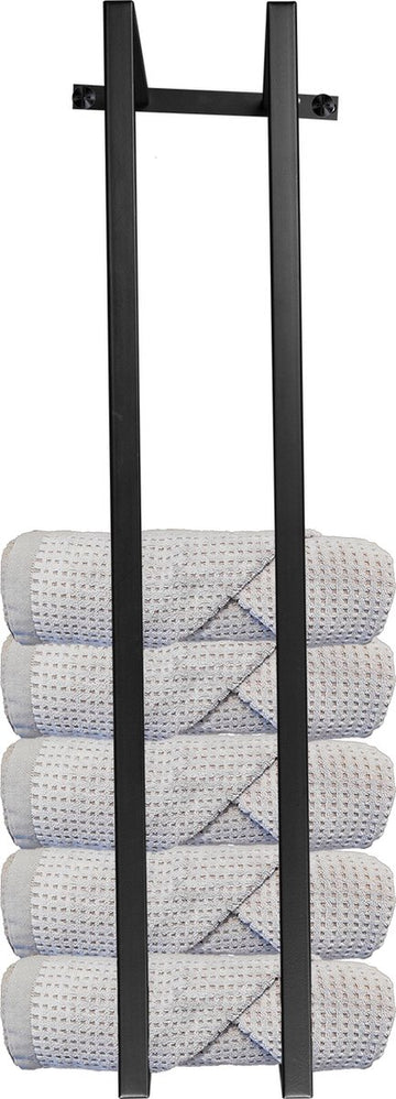 Eleganca Industrieel handdoekrek – 95x25x20 cm - Handoeken opbergruimte - Wandmontage - RVS – Mat Zwart
