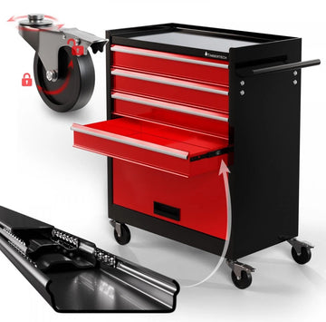 Gereedschapswagen XXL - 4 lades - Rood / zwart
