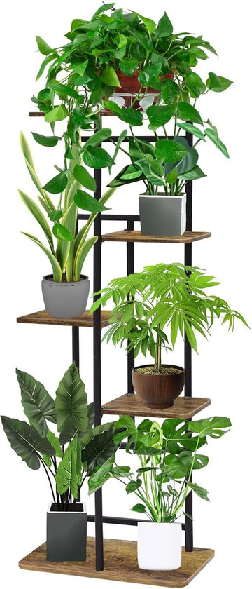 5-laagse houten bloemenrek - plantenrek voor binnen en buiten - decoratie voor tuin, balkon