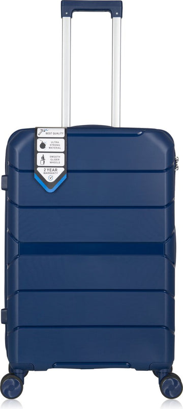 Traveller M-Series Reiskoffer 24' - 65L - 66x43x26 cm - Lichtgewicht Harde Koffer - Blauw - Met Ingebouwd TSA Slot - Voor Vliegtuig en Vakanties